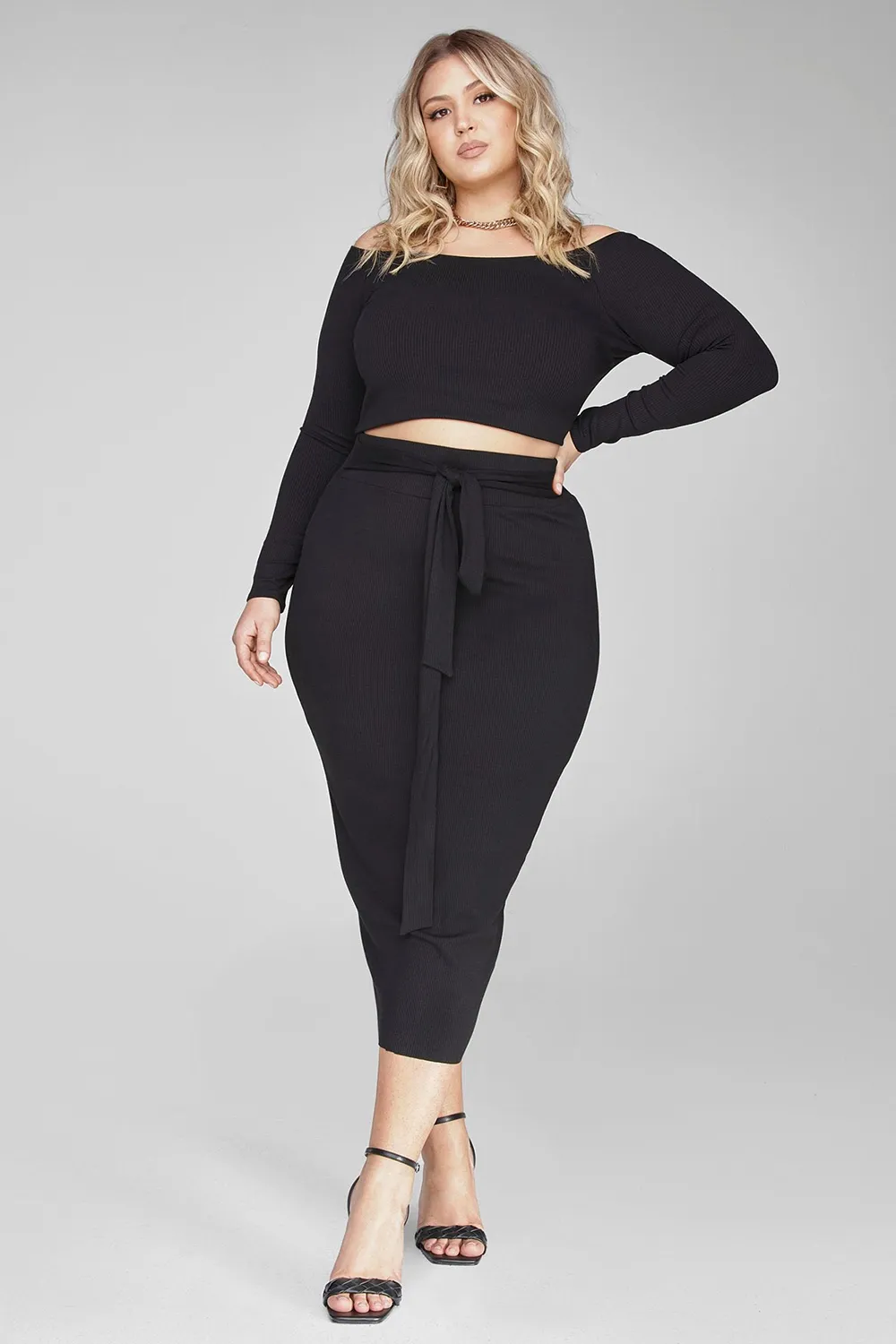 Off The Shoulder Rib Knit Top
