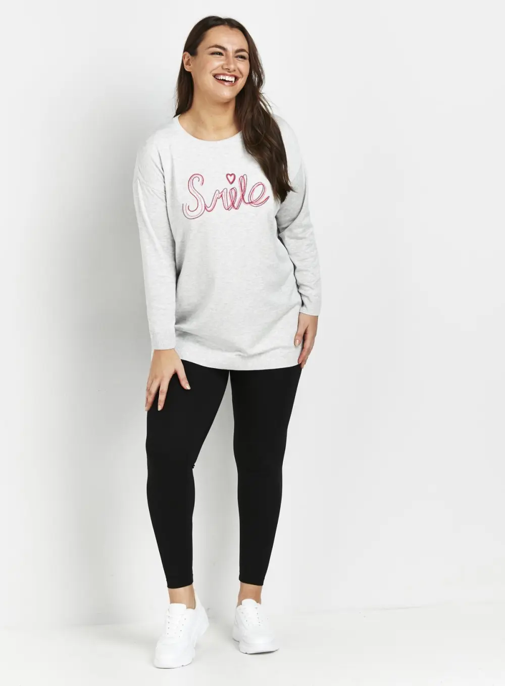 Evans Grey 'Smile' Slogan Jumper