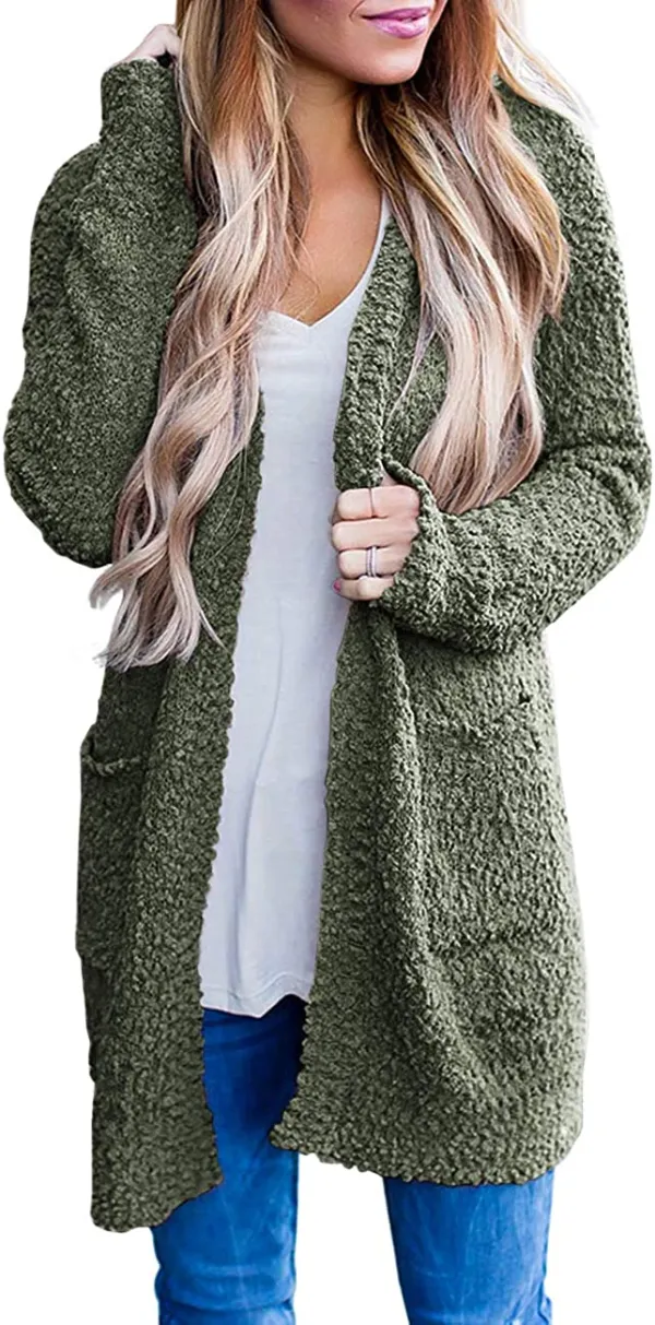 Women's Long Sleeve Soft Chunky Knit Sweater Open Front Cardigans Outwear Coat