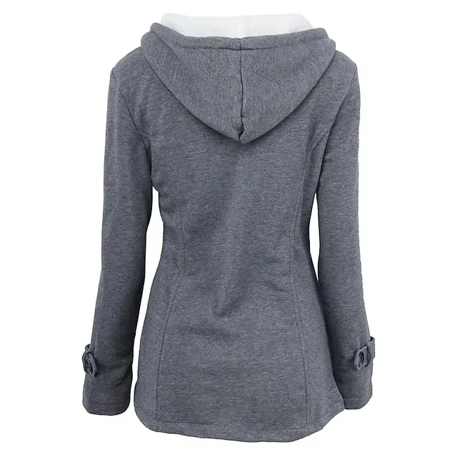 Women's Winter Coat Cropped Hooded Coat Thermal Warm Heated Jacket Fall Casual Street Jacket Long Sleeve with Pockets Black Army