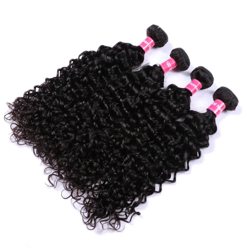 Sterly Hair Water Wave 3 Bundles Virgin Human Hair With 4×4 Lace Closure