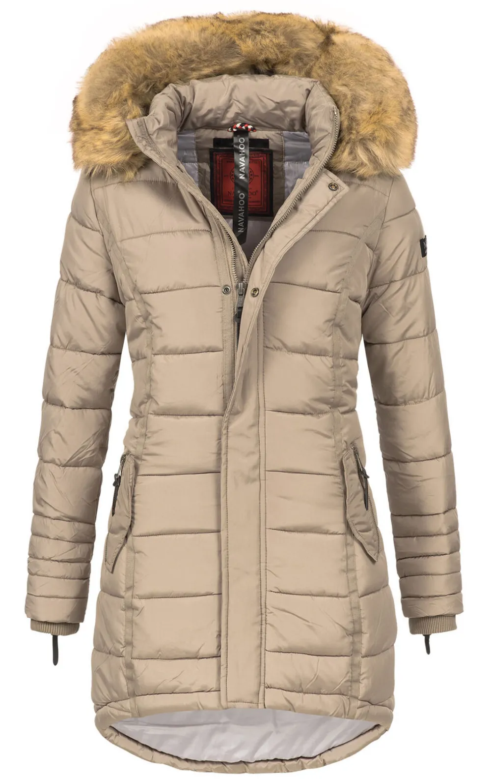 Fashion ladies parka coat with fur collar L