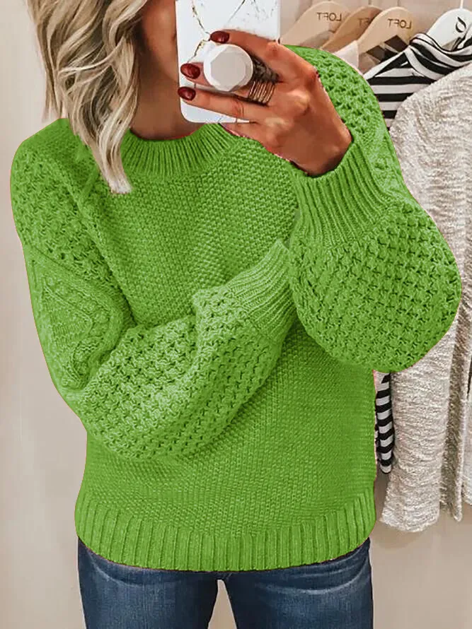 Crew Neck Jacquard Knit Sweater
