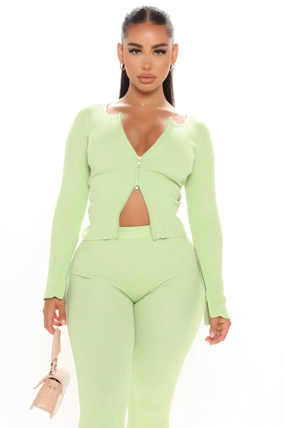 Wrong Way Sweater Pant Set - Green