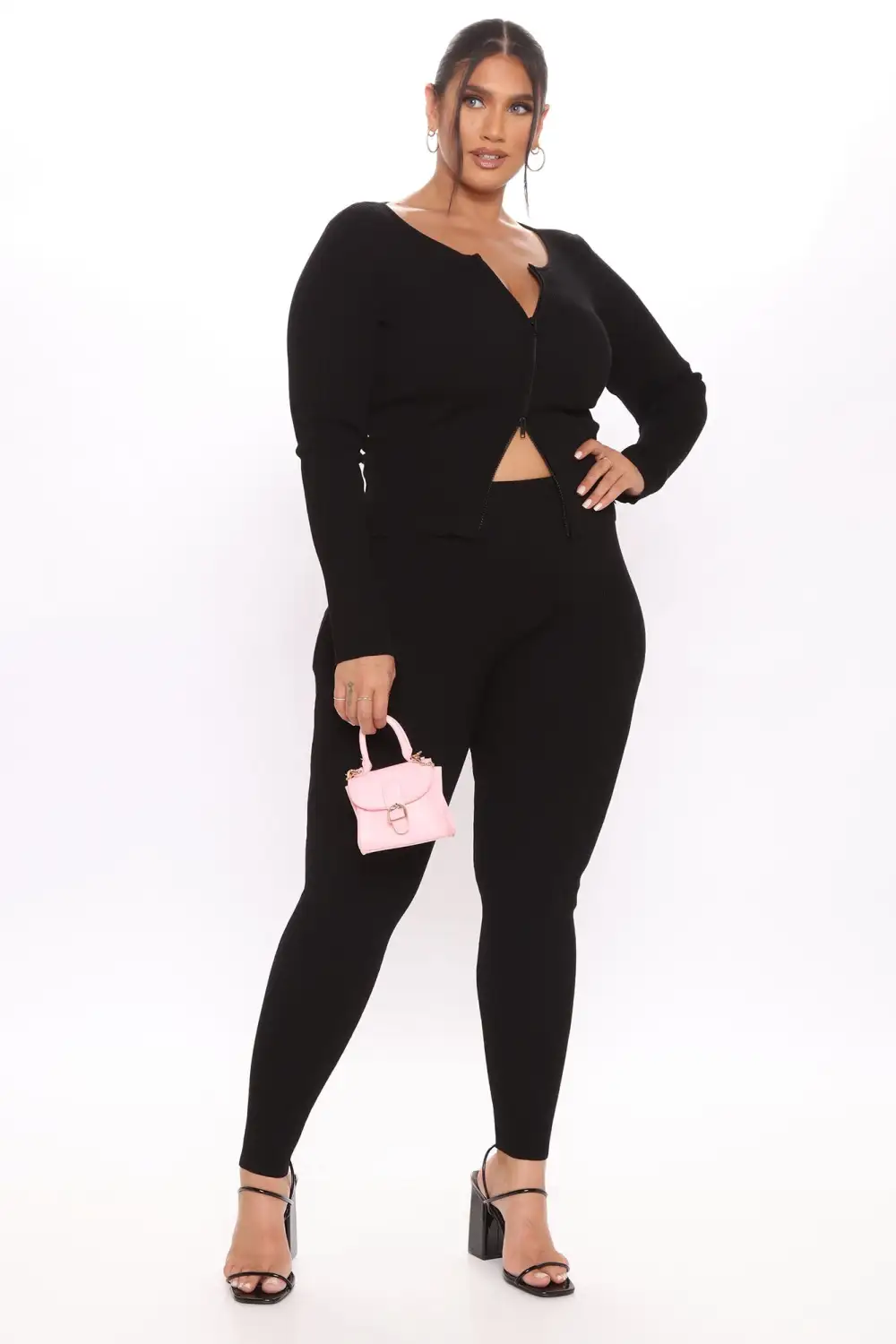 Wrong Way Sweater Pant Set - Black