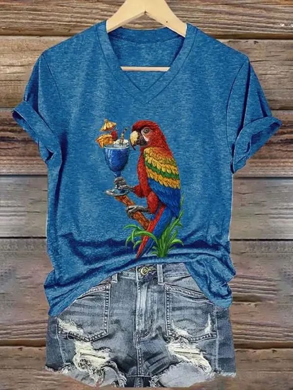 Women's Retro Parrot Print T-Shirt
