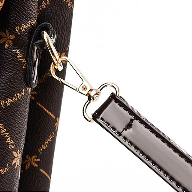 Women's Handbag Crossbody Bag PU Leather Daily Bowknot Large Capacity Plaid dark maple leaf with coffee Light Maple with Naturals Dark Maple with Naturals