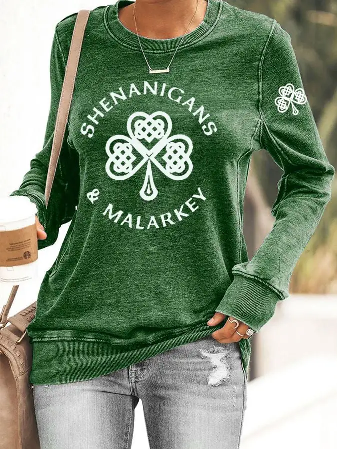 Women's St. Patrick's Day Shenanigans And Malarkey Print Sweatshirt