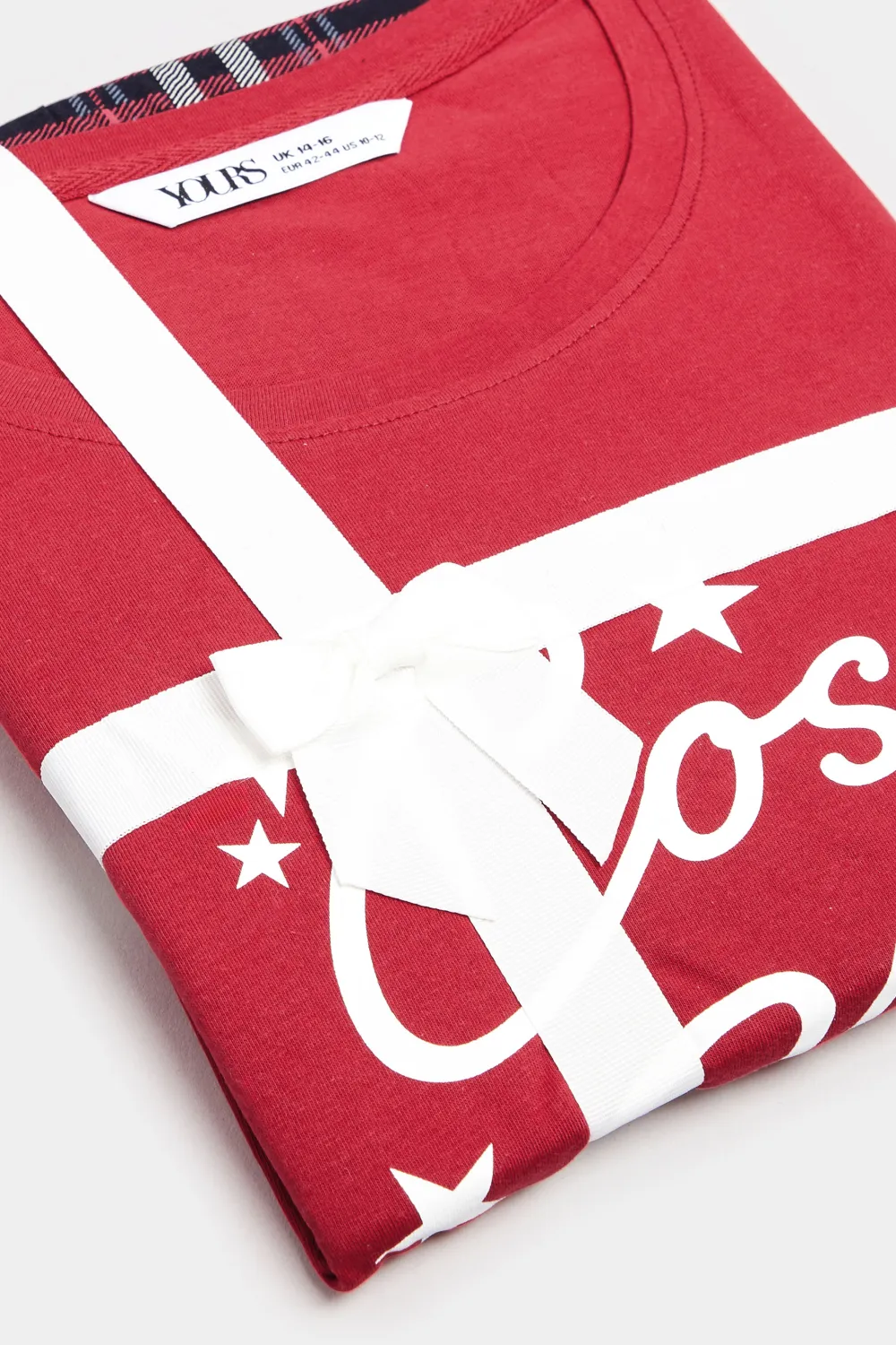 YOURS Curve Red 'Cosy Club' Check Print Wide Leg Pyjama Gift Set