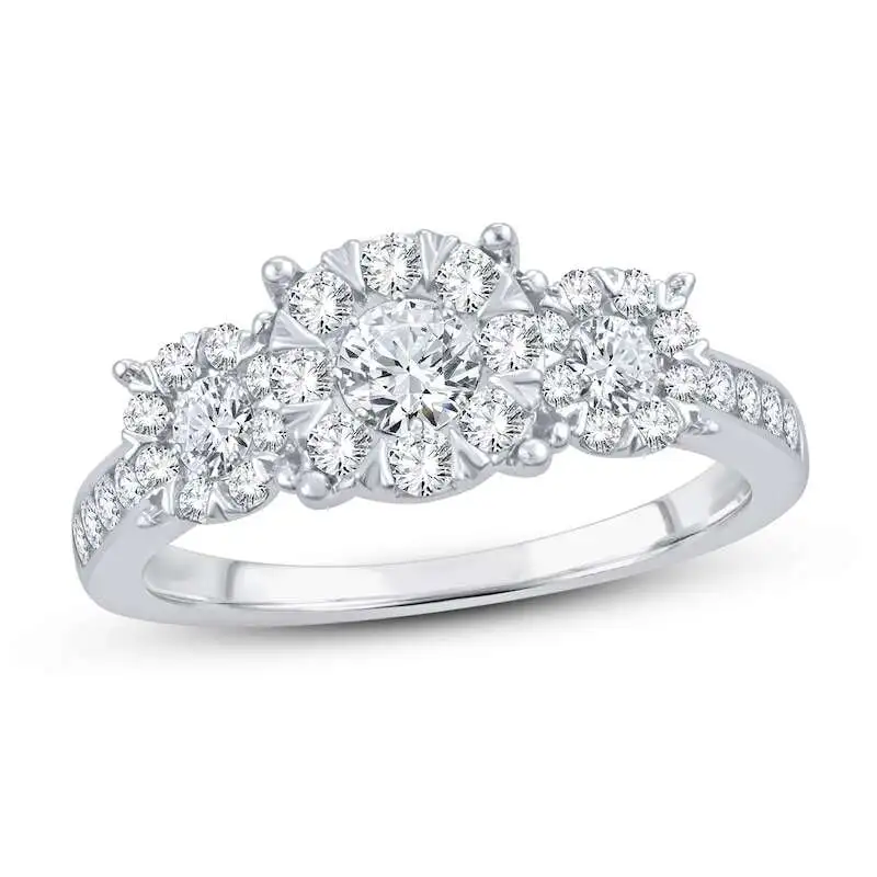 3-Stone Diamond Engagement Ring 1 ct tw Round-cut 14K White Gold