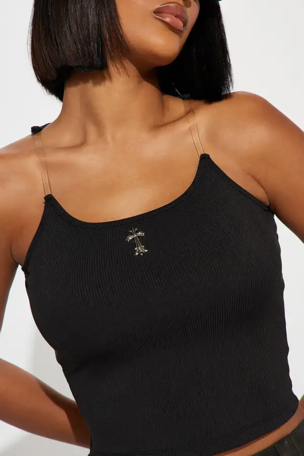 Angelina Ribbed Top - Black