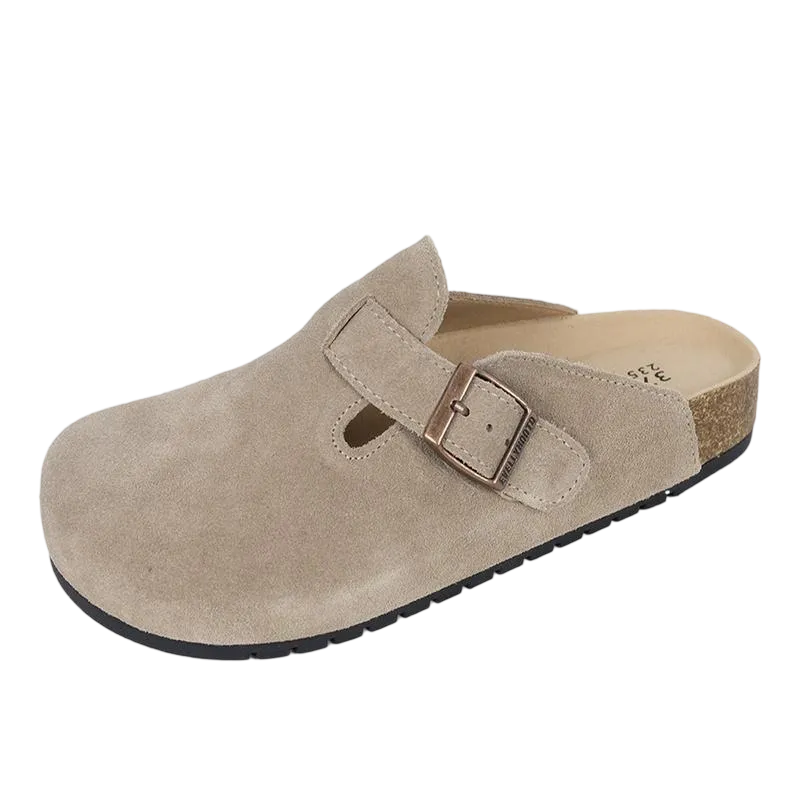 Women's and Men's Round-Toe Cork Insoles Flat Buckle Fashion Walking Shoes