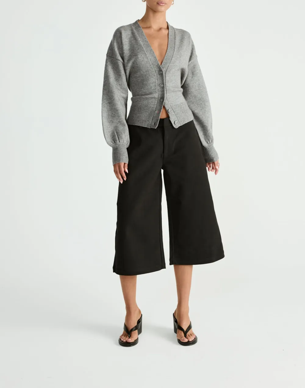 Cropped Cropped Suede Wide-Leg Pants