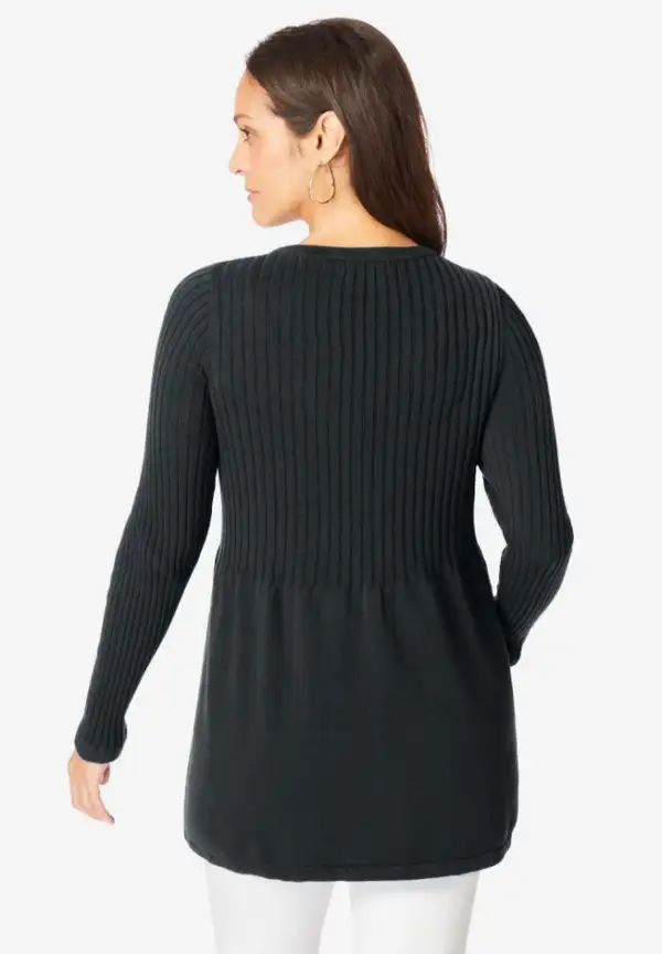 Ribbed Baby Doll Tunic Sweater
