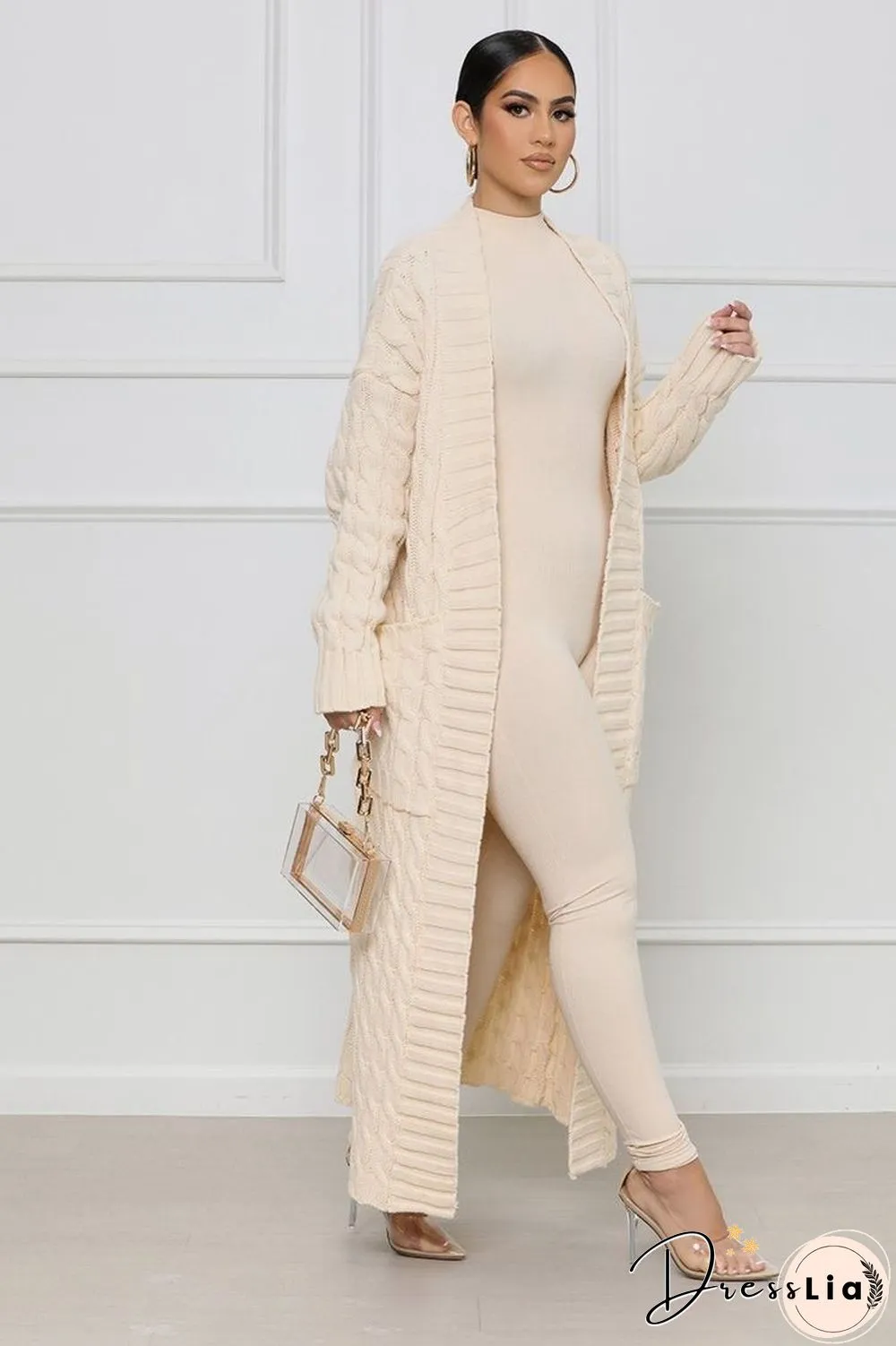 Winter Crochet Loose Long Twist Sweater Cardigan