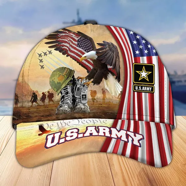 Unisex Casual Independence Day Us Army Print Cap