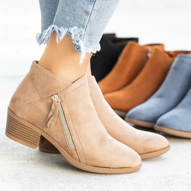 Women's Fashion Low Heel Ankle Boots