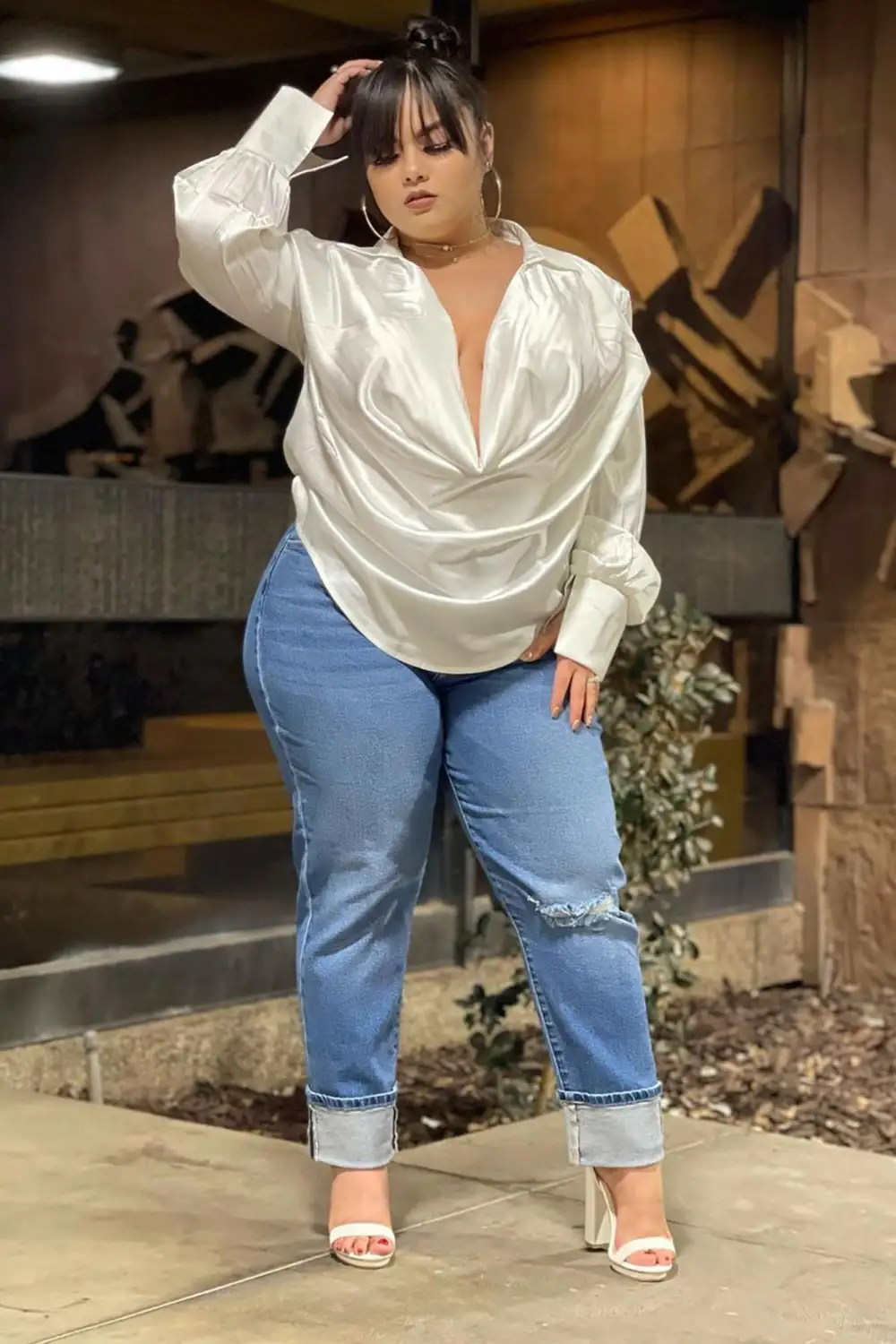 Touch By Touch Satin Top - White