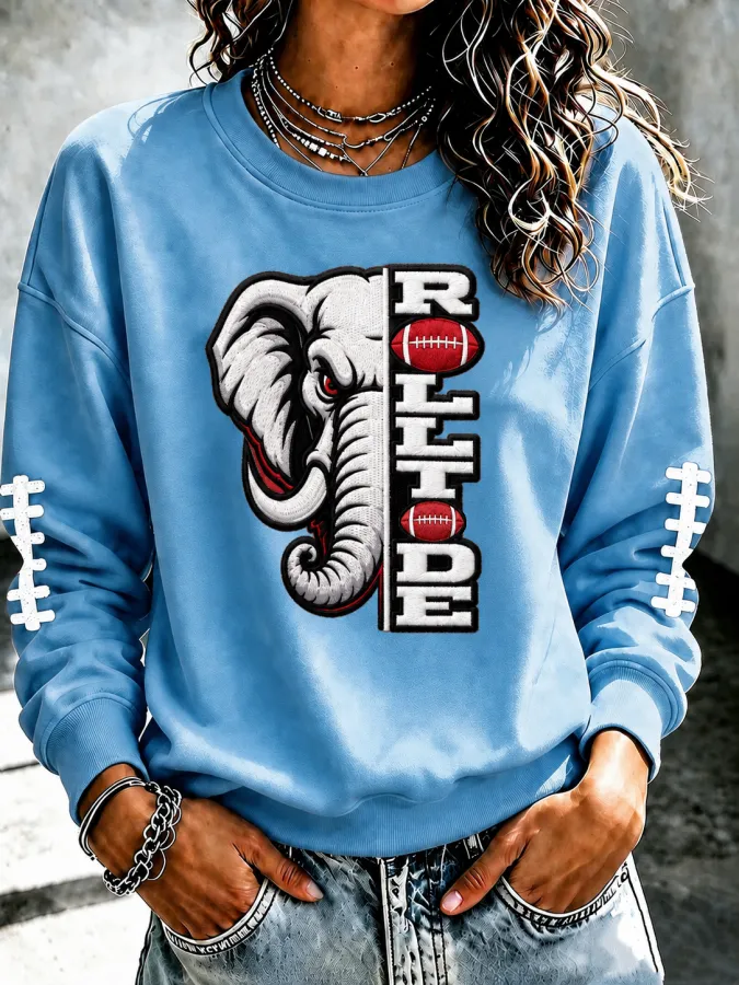 Women'S Football Printed Round Neck T-Shirt