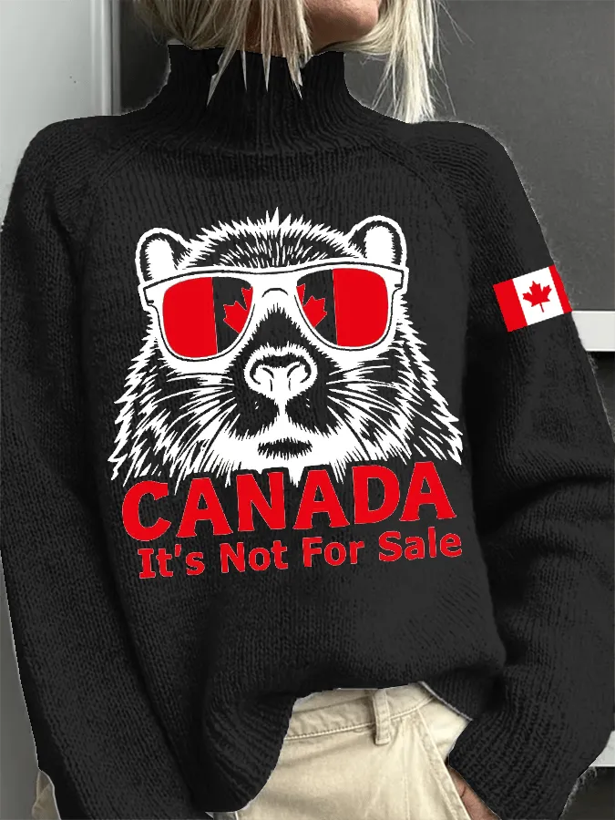Women's  Canada is Not for Sale Print Turtleneck Sweater