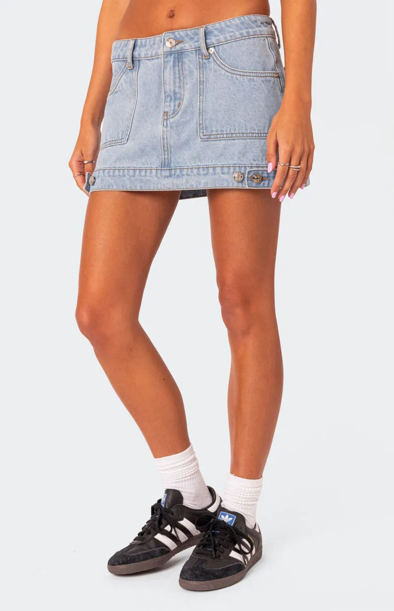 Edikted Foxx Denim Mini Skirt