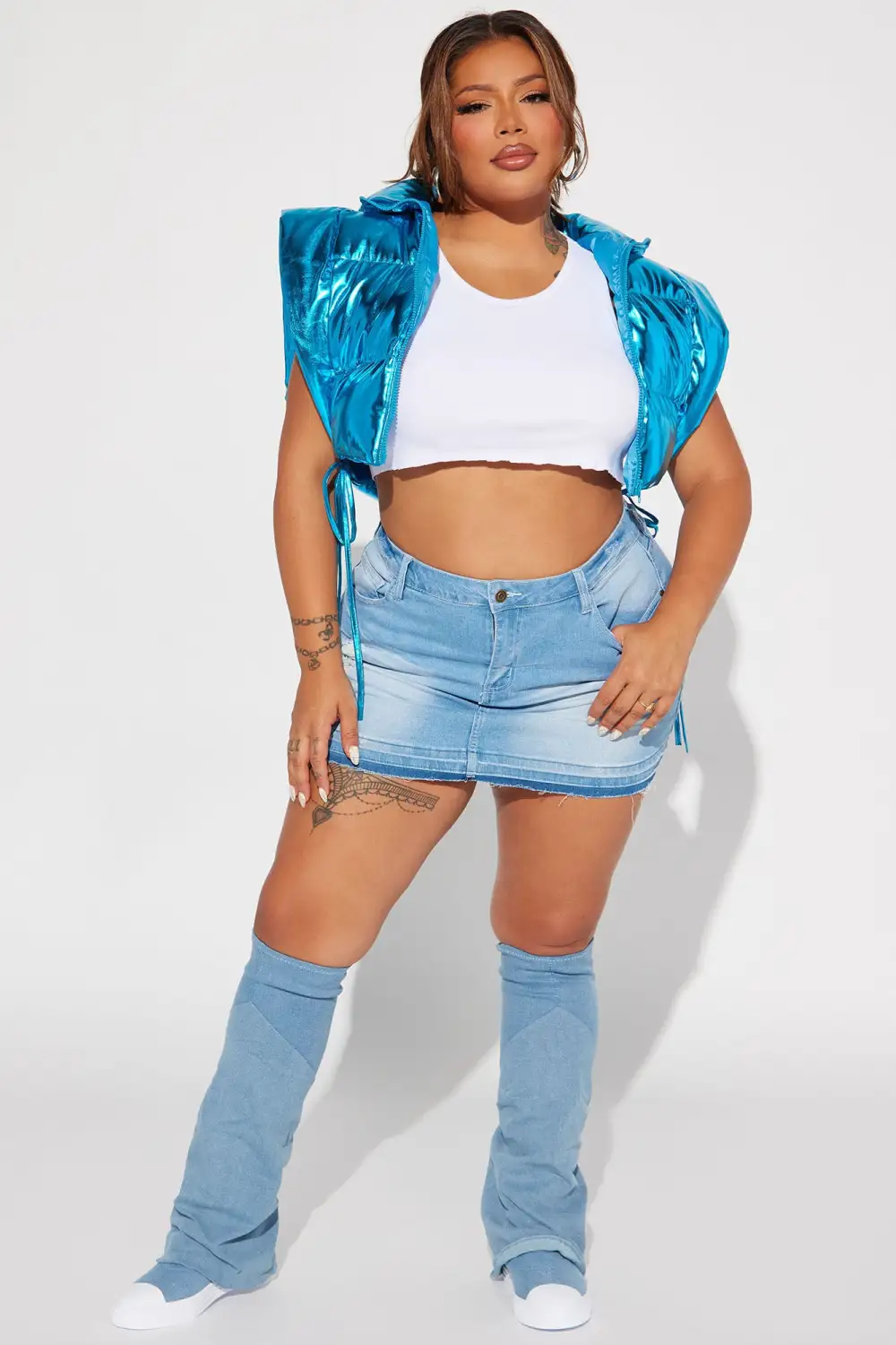 Euphoria Metallic Puffer Vest - Turquoise