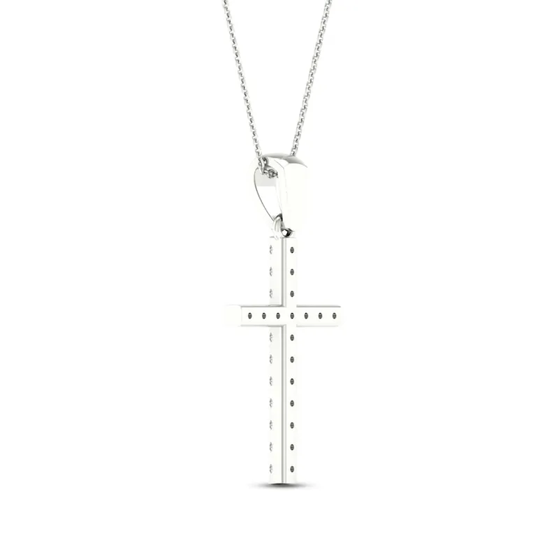 Diamond Cross Necklace 1/5 ct tw Round-Cut Sterling Silver 18