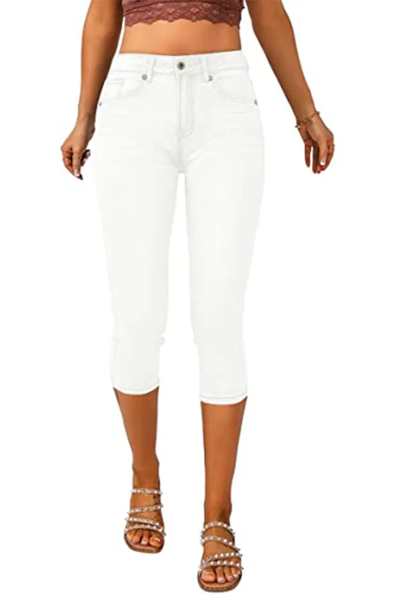 Ripped Roll Up Hem Capris Jeans