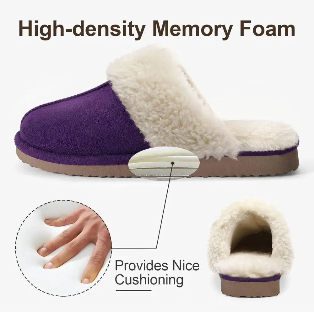 Women's Fuzzy Memory Foam Slippers Fluffy Winter House Shoes Indoor and Outdoor