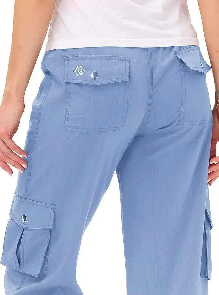 MoFiz Womens Capris with Pockets Loose Fit Casual Capri Pants Dressy Lightweight Ladies Baggy Cargo Pants for Hiking