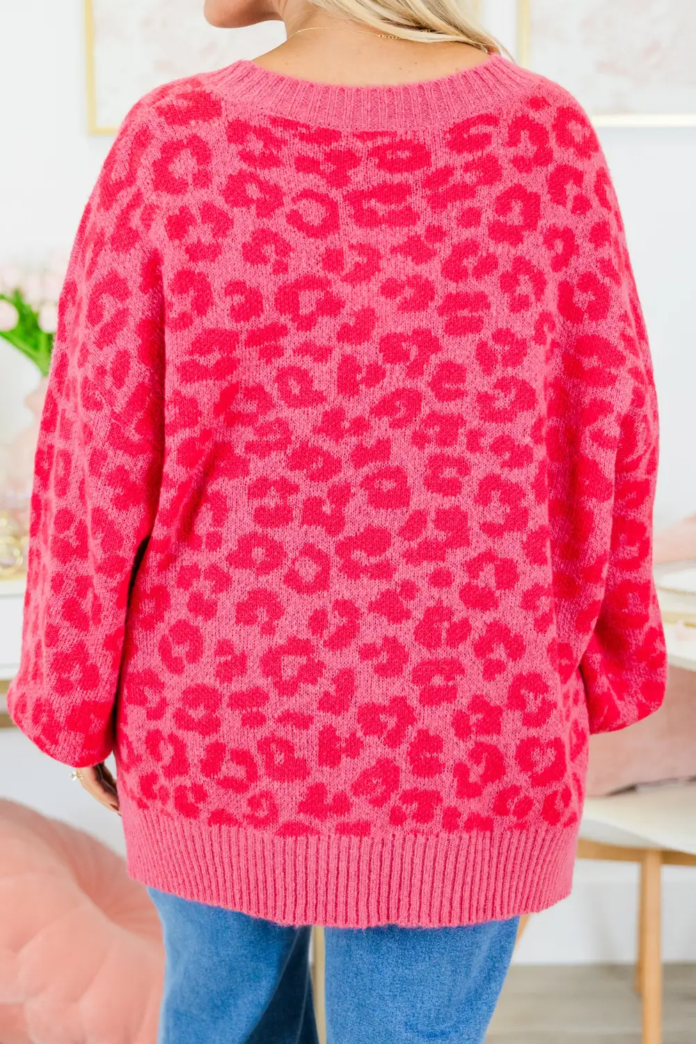 Leopard Love Sweater, Fuchsia