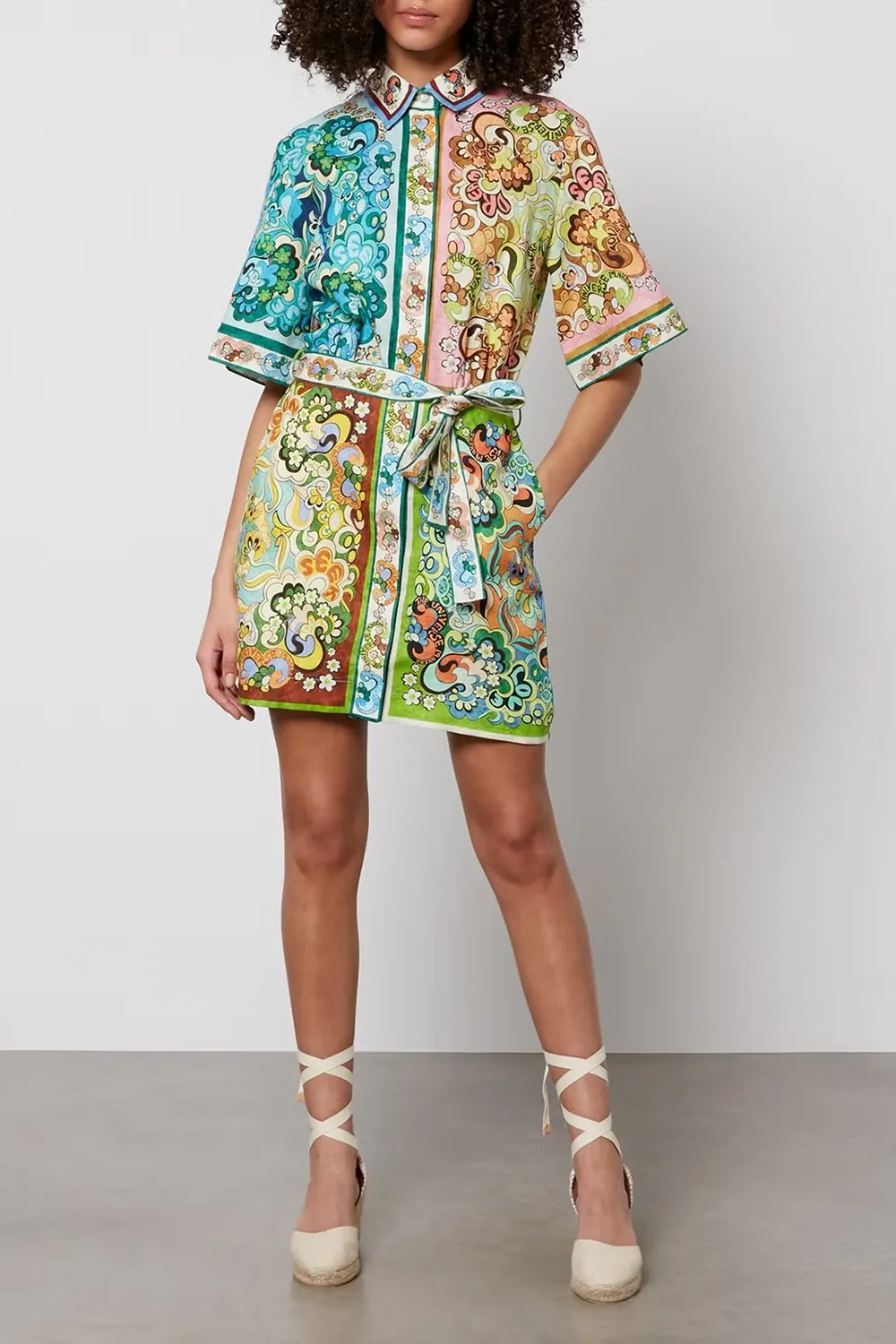 Dreamer printed linen shirt dress