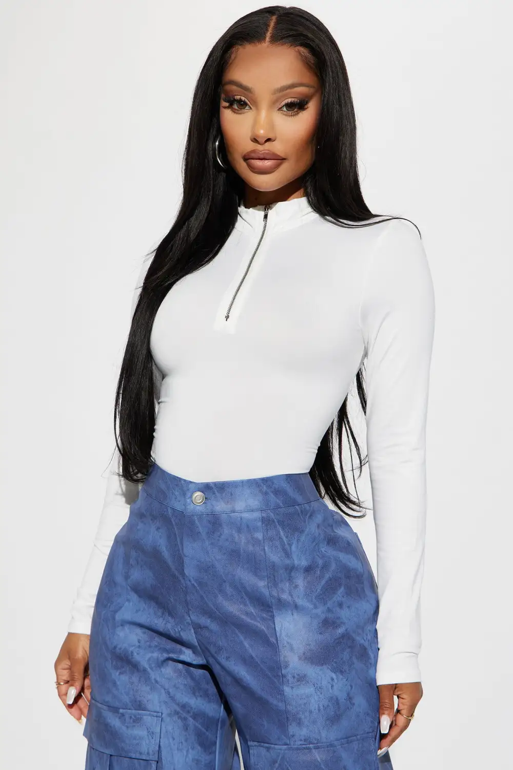 Safiya Zip Front Bodysuit - Off White