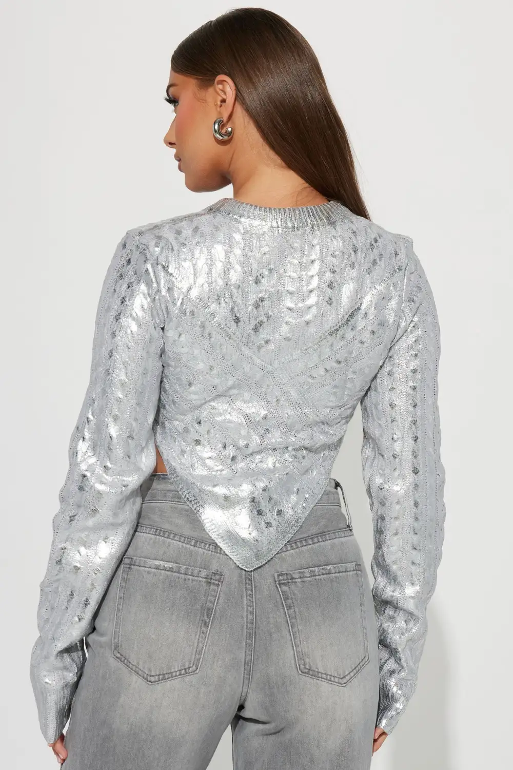 Strollin' Around Metallic Sweater - Silver