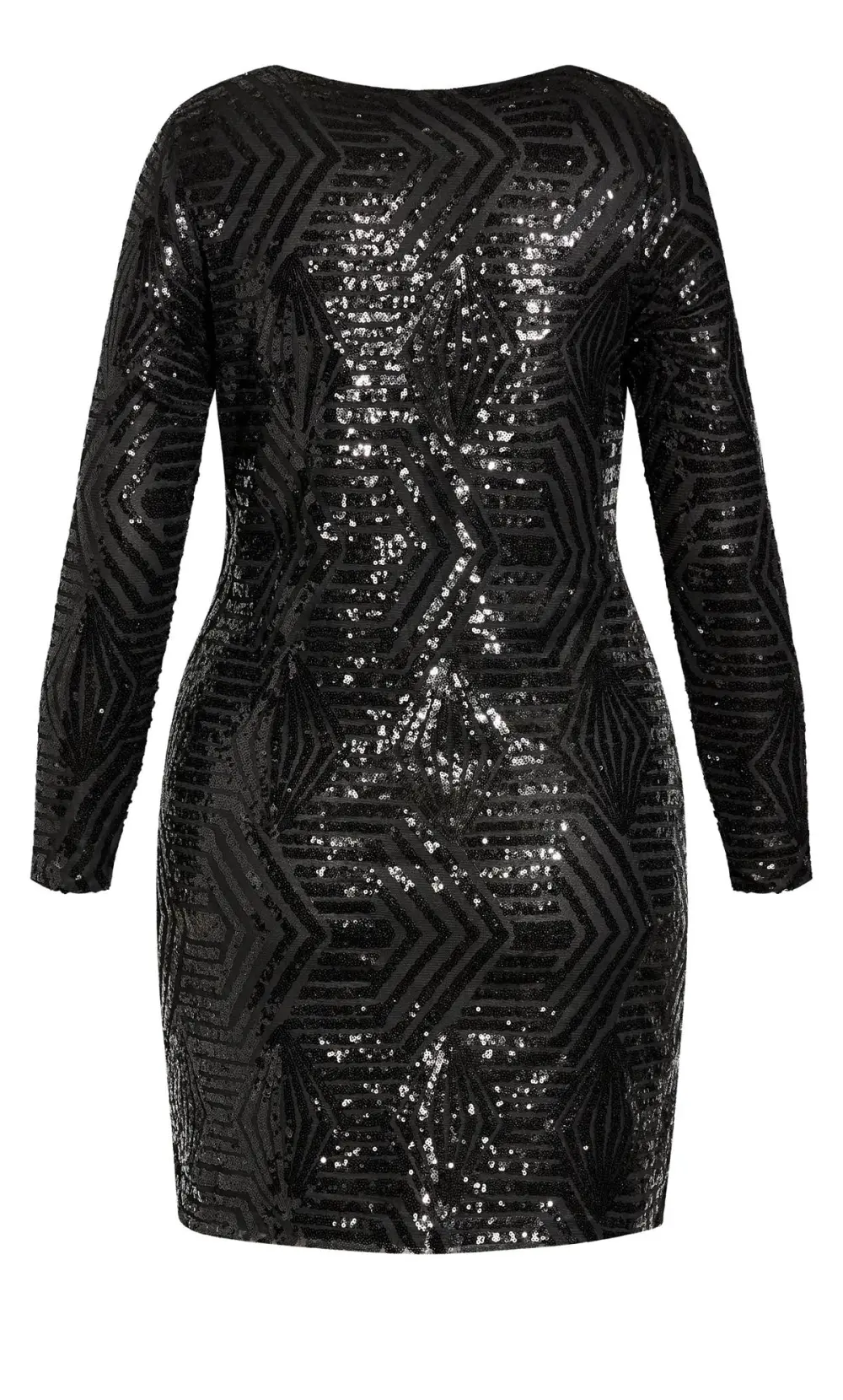 Evans Black Geometric Sequin Mini Dress