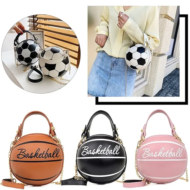 Women's Shoulder Bag PU Leather Party Daily Large Capacity Waterproof Durable White basketball White football Pink basketball