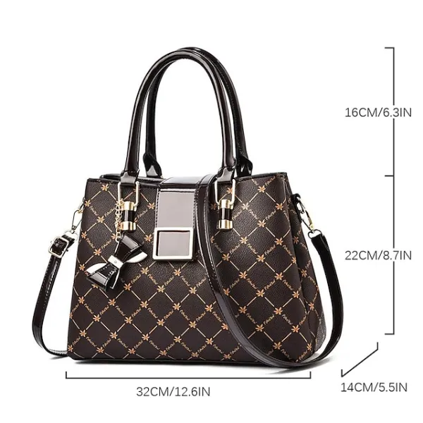 Women's Handbag Crossbody Bag PU Leather Daily Bowknot Large Capacity Plaid dark maple leaf with coffee Light Maple with Naturals Dark Maple with Naturals