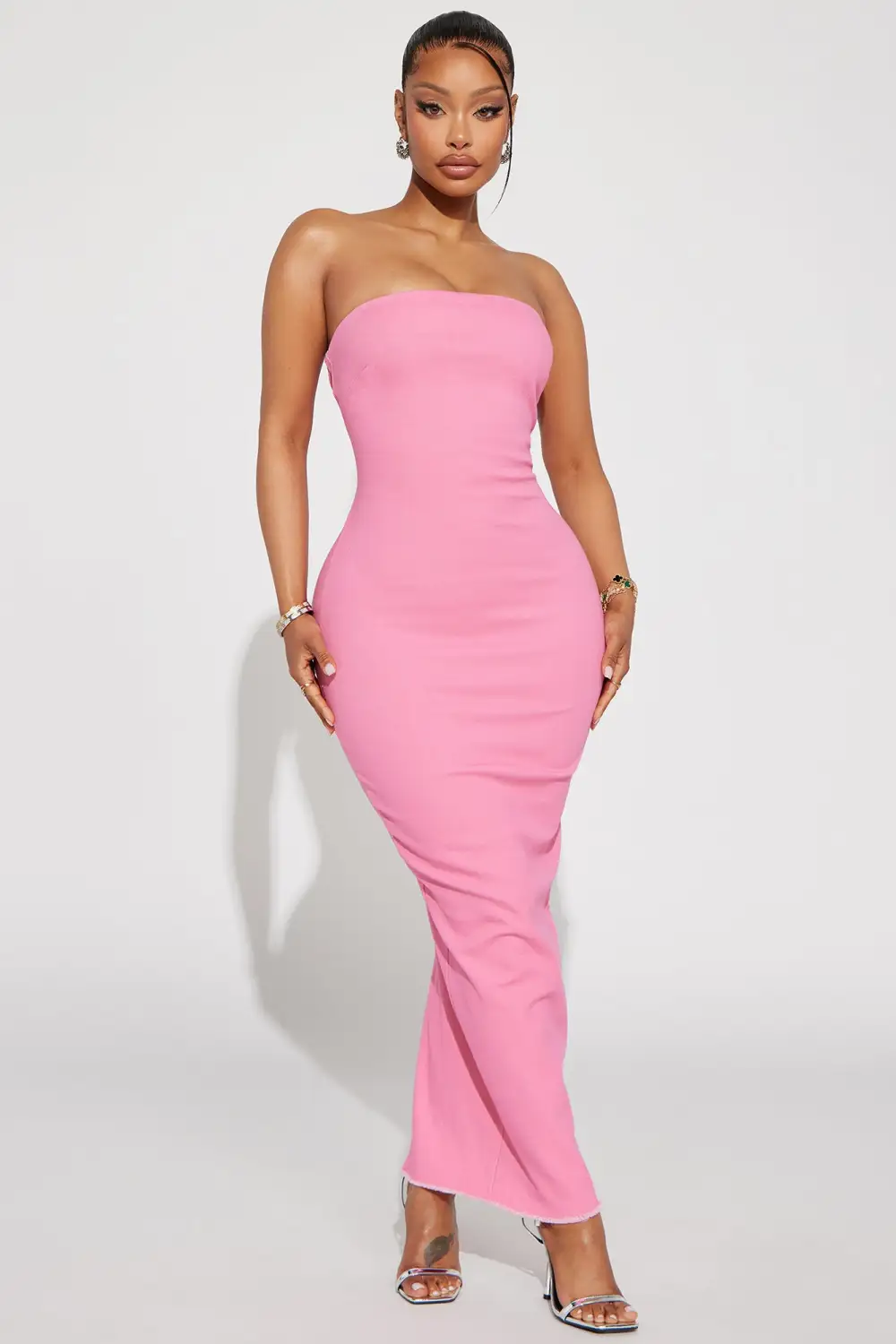 Cayleigh Denim Maxi Dress - Pink