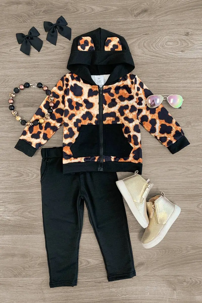 Cheetah Ear Hoodie Pant Set