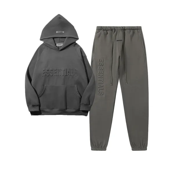 Embossed Relief Hoodie Gray