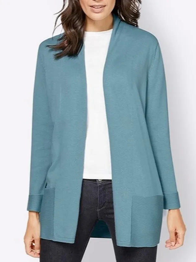 Plain Yarn Casual Sweater Coat