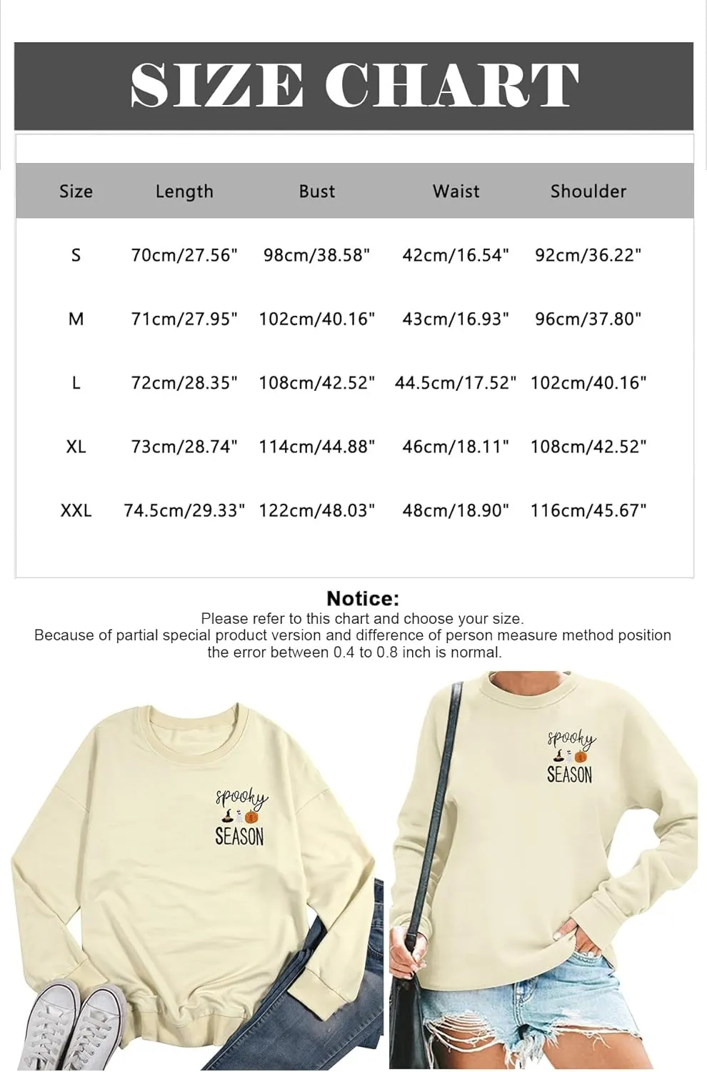 LOTUCY Halloween Sweatshirt Women Cute Spooky Season Sweatshirts Ghost Fall Embroidered Sweater Pullover Top
