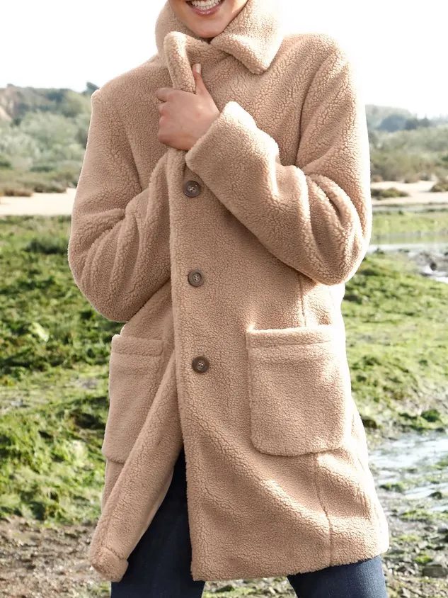 Casual Fluff/Granular Fleece Fabric Loose Teddy Jacket