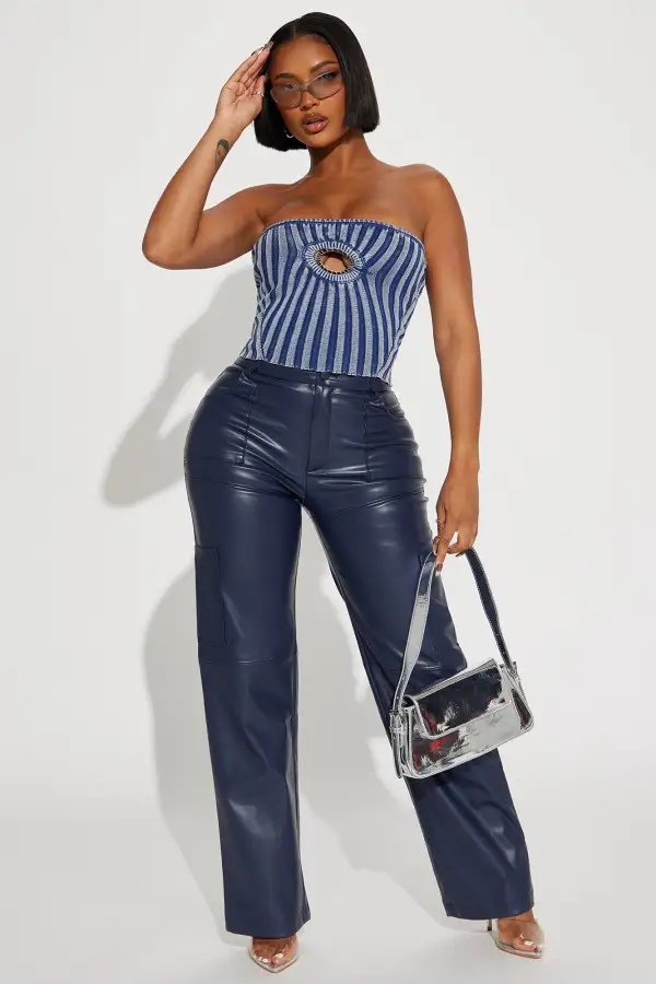 Flipped Switch Washed Sweater Top - Blue