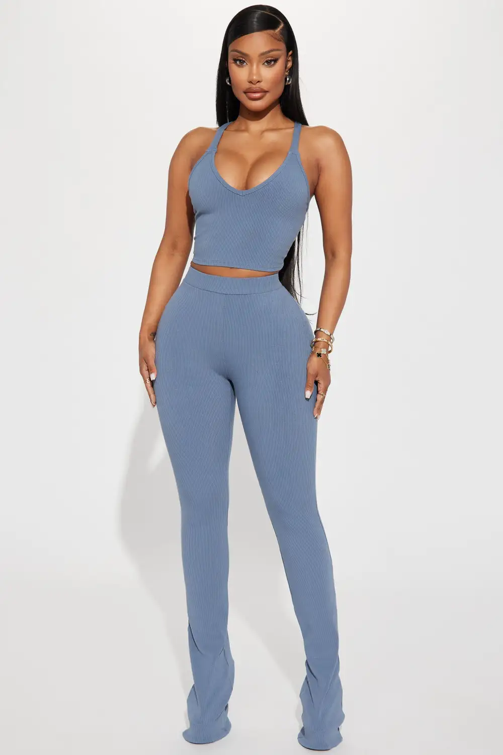 Elliana Snatched Pant Set - Charcoal