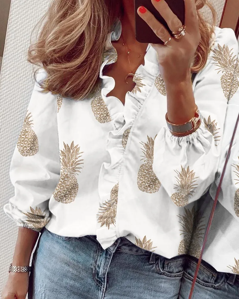 New Long Sleeve Ruffle Blouse Shirt