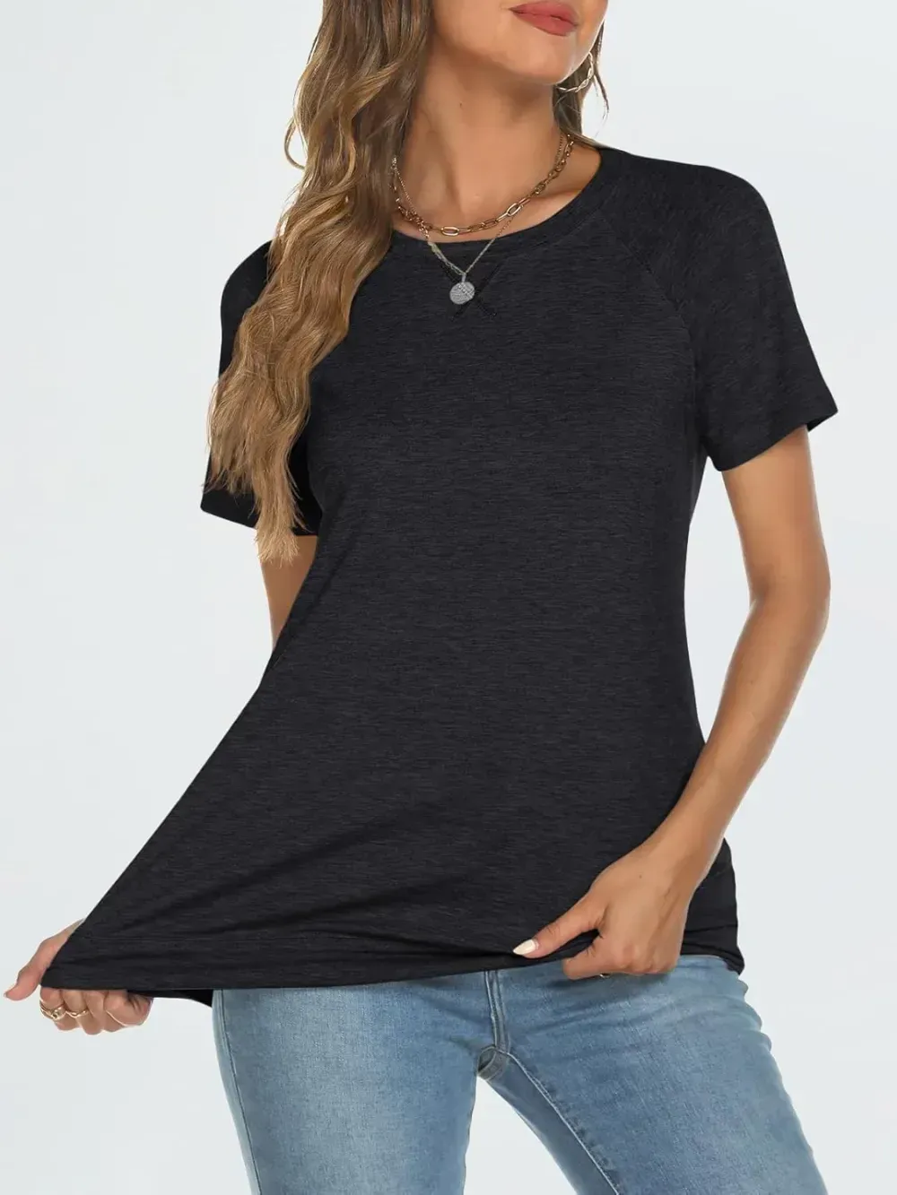 AUTOMET T Shirts Short Sleeve Crewneck Tees for Women Trendy Lightweight Soft Casual Summer Tops Clothes 2024