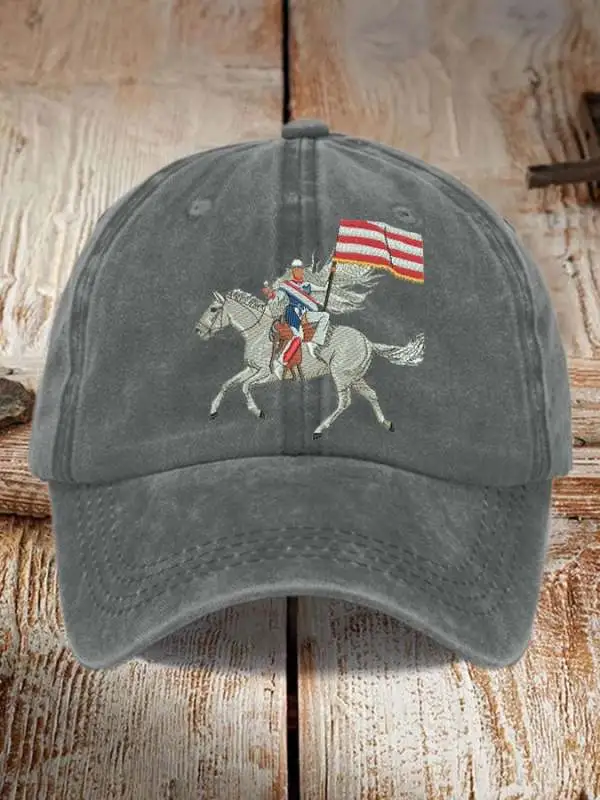 Retro Country Western Music Cowboy Horse And Flag Print Baseball Cap