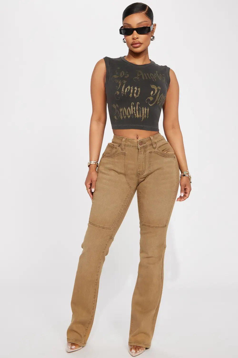 LA to NY Washed Tank Top - Charcoal