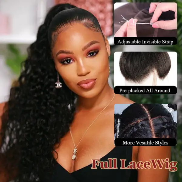 Invisi-Strap Full Lace Wig | Snug Fit 180% Density Deep Water Wave 100% Virgin Human Hair